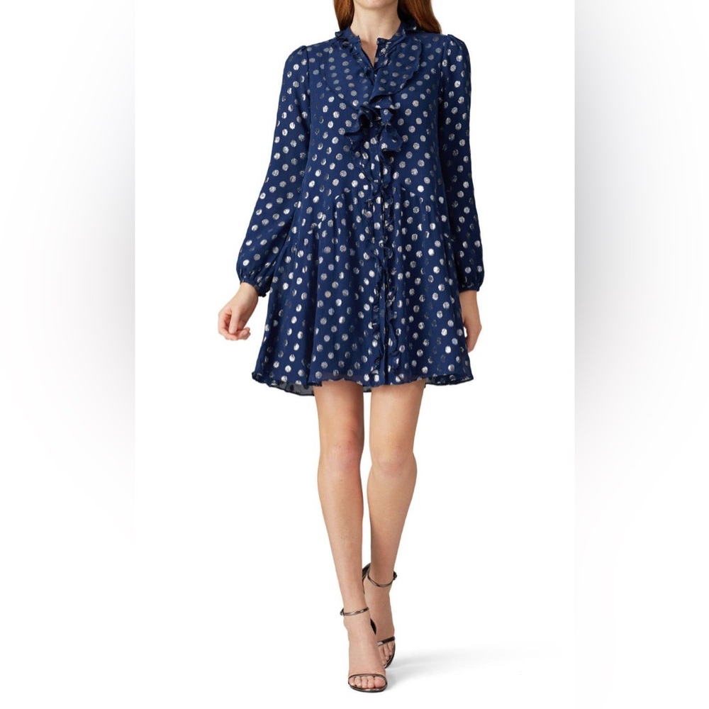 Saloni Navy Dot Tilly Ruffle Dress